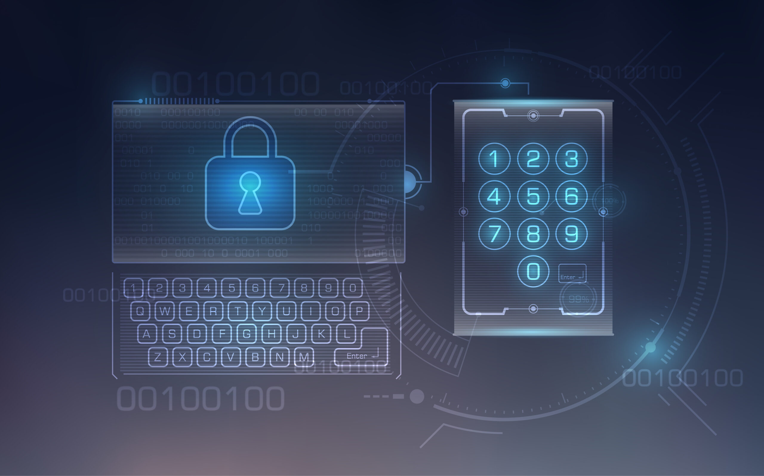 security concept: lock on digital screen vector illustration